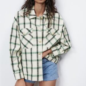 NWT Zara Plaid Overshirt Shacket - Size Medium